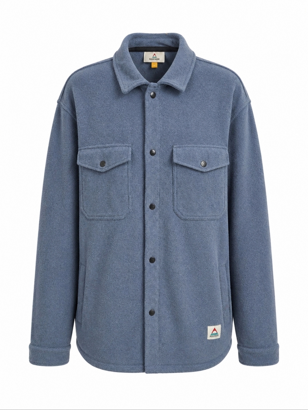 Passenger Blue Heather Fleece Shacket Button Front Overshirt Size L